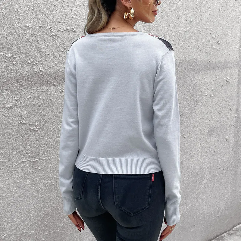 Damen Argyle-Cardigan mit tiefem V-Ausschnitt, feinem Feinstrick und Knopfleiste Nord Taschen