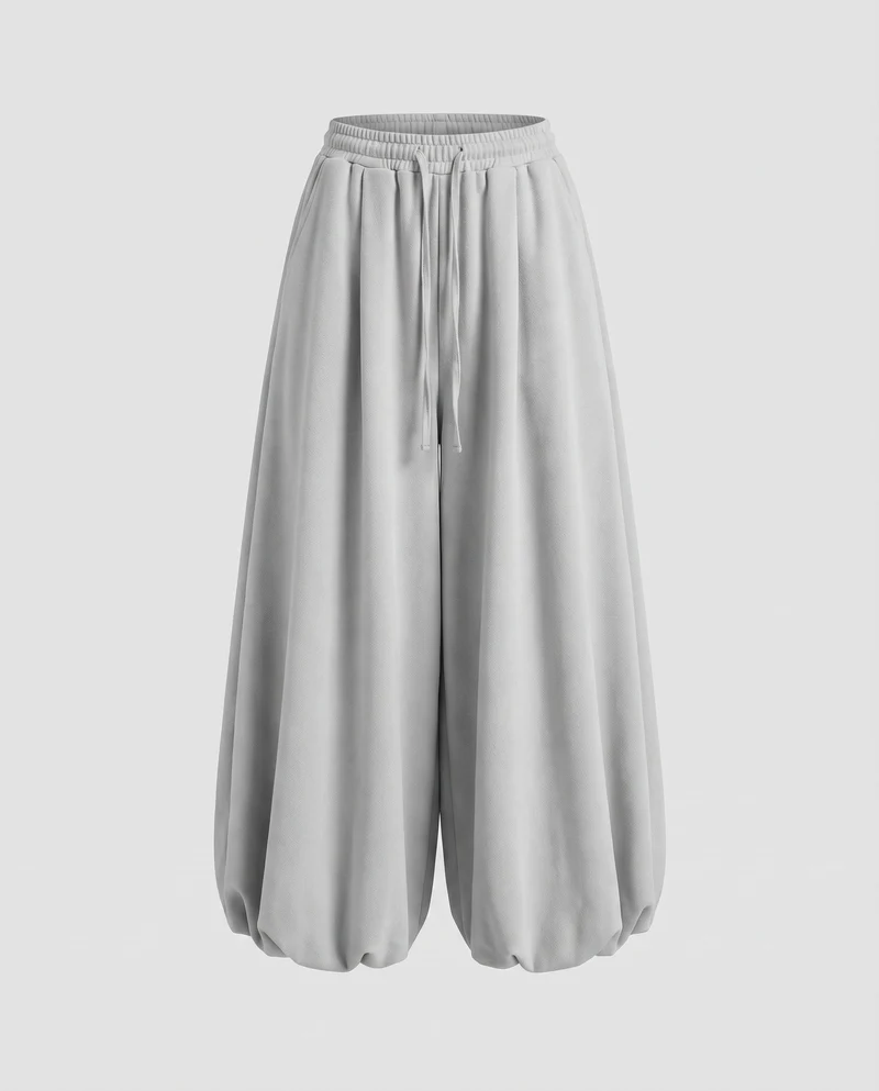 Damen Modische Ballonförmiger Saum Mischgewebe Volumenhose