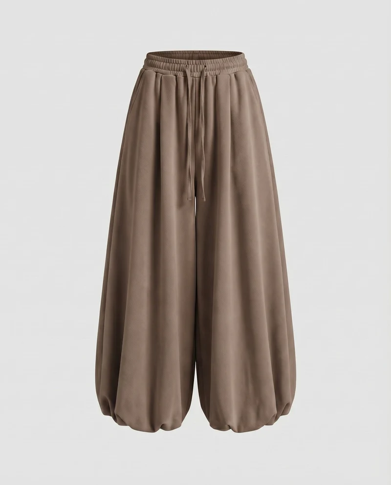 Damen Modische Ballonförmiger Saum Mischgewebe Volumenhose