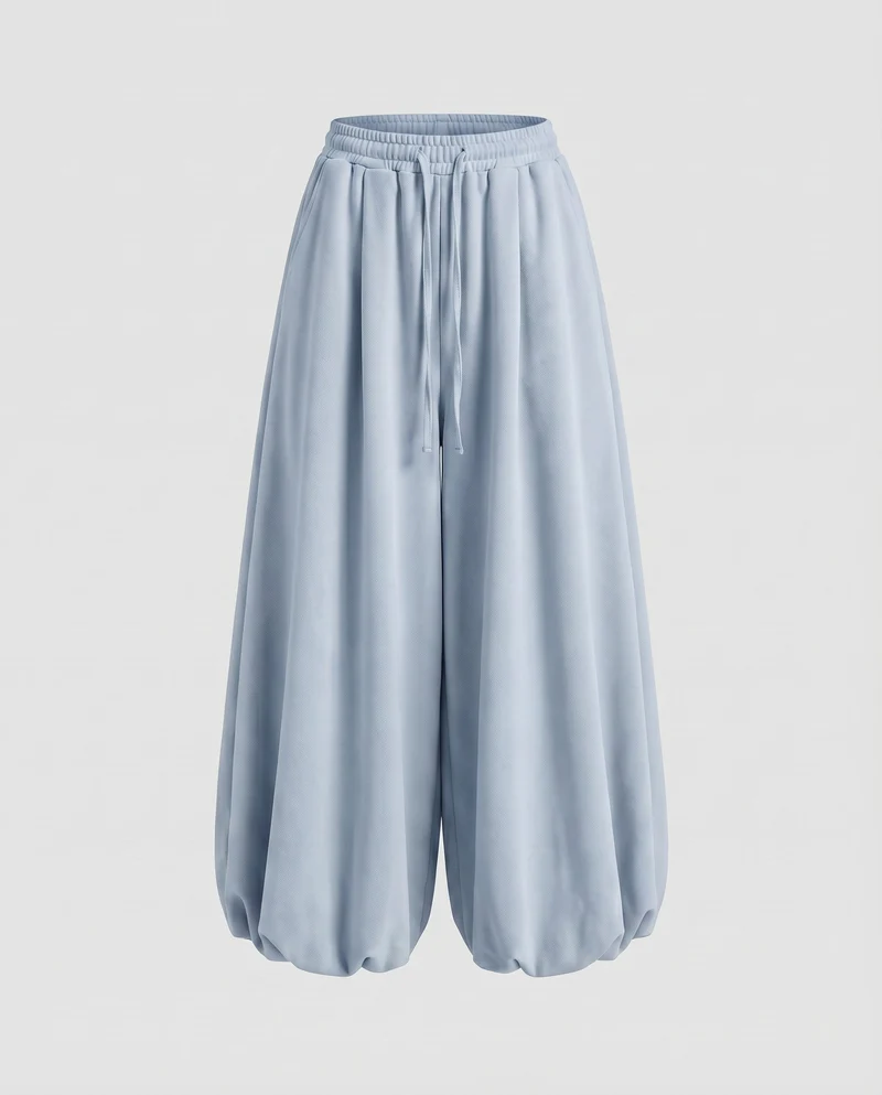 Damen Modische Ballonförmiger Saum Mischgewebe Volumenhose