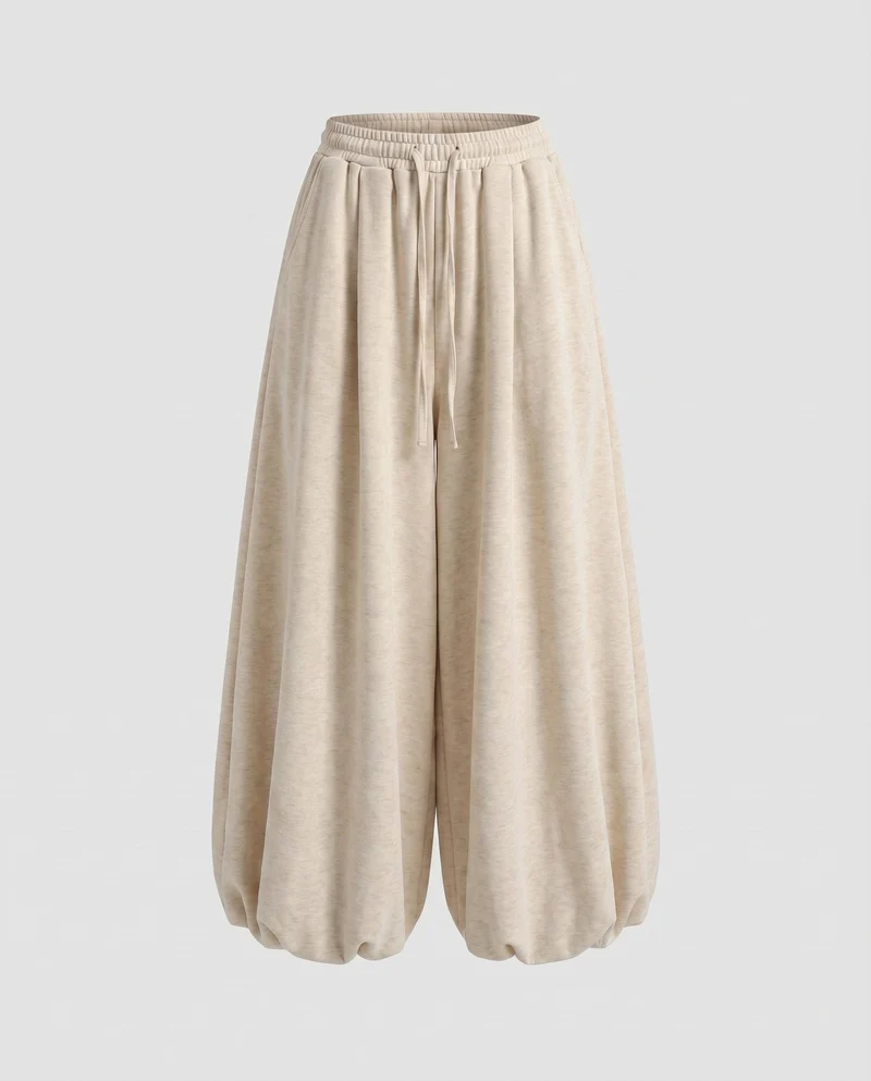 Damen Modische Ballonförmiger Saum Mischgewebe Volumenhose