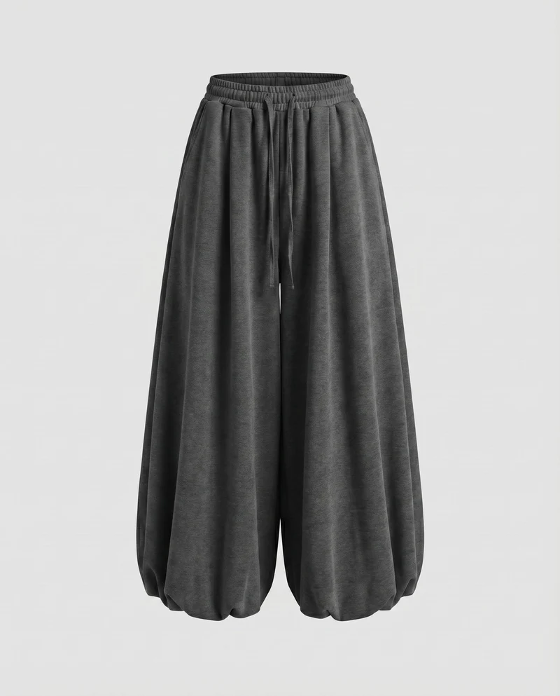 Damen Modische Ballonförmiger Saum Mischgewebe Volumenhose