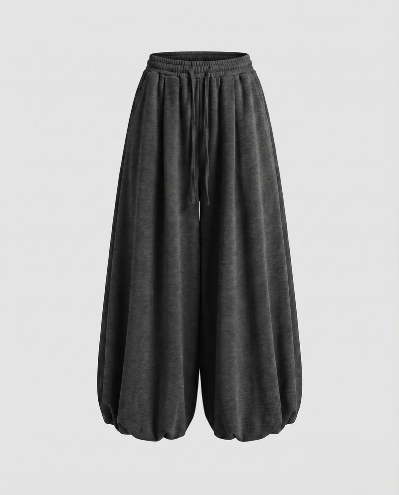 Damen Modische Ballonförmiger Saum Mischgewebe Volumenhose