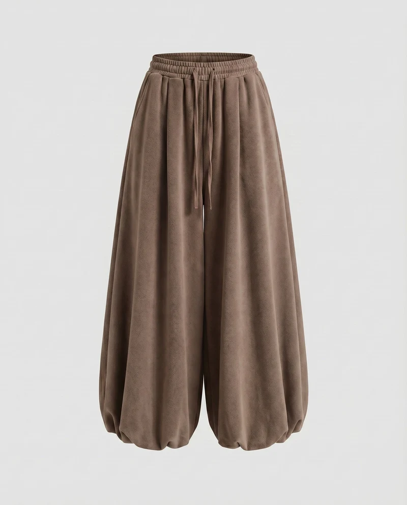 Damen Modische Ballonförmiger Saum Mischgewebe Volumenhose