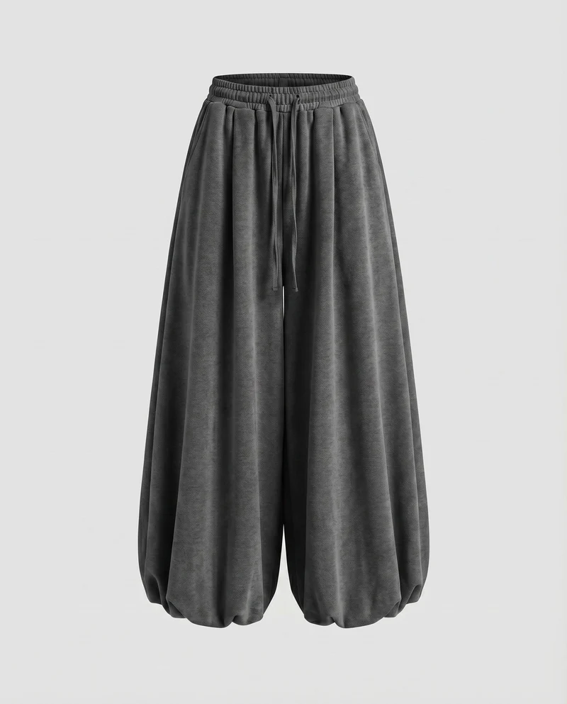 Damen Modische Ballonförmiger Saum Mischgewebe Volumenhose