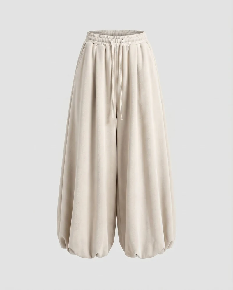 Damen Modische Ballonförmiger Saum Mischgewebe Volumenhose