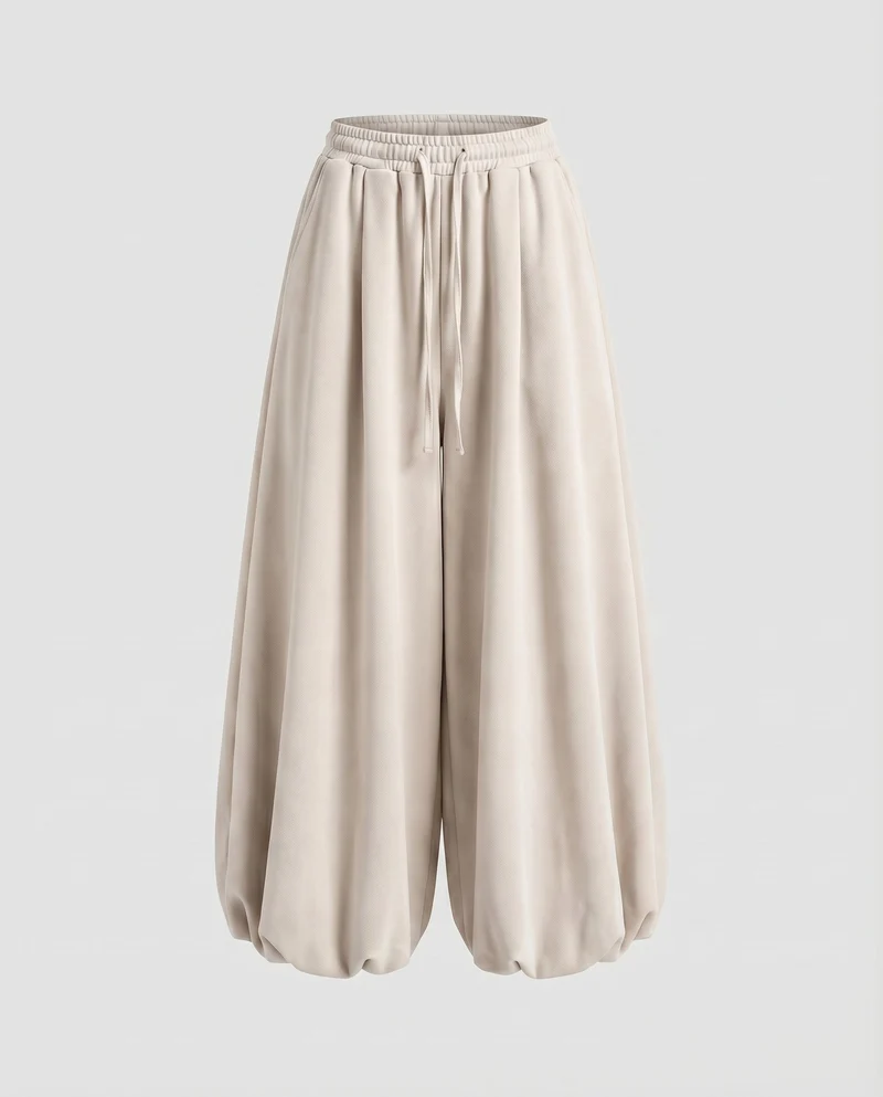 Damen Modische Ballonförmiger Saum Mischgewebe Volumenhose