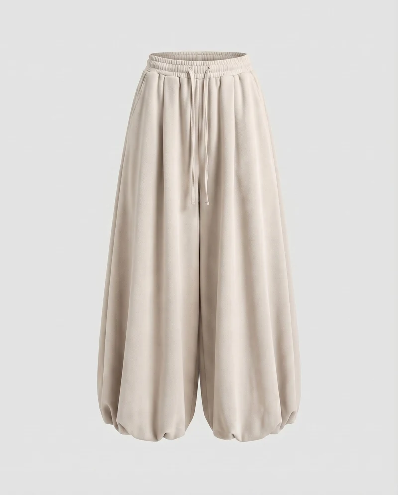 Damen Modische Ballonförmiger Saum Mischgewebe Volumenhose