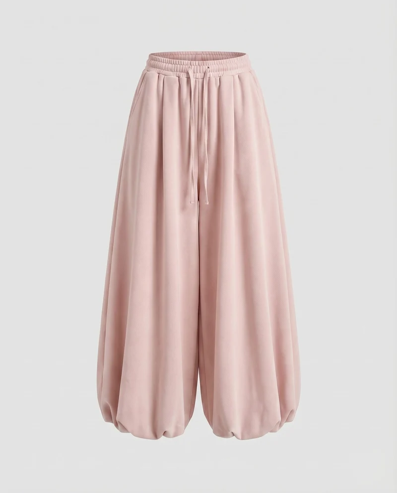 Damen Modische Ballonförmiger Saum Mischgewebe Volumenhose