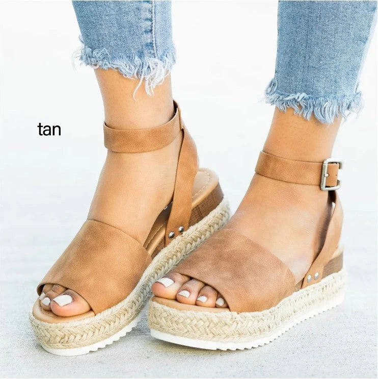 Damen Wedge-Sandalen mit verstellbarem Riemen und komfortablem Fußbett