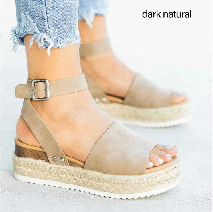 Damen Wedge-Sandalen mit verstellbarem Riemen und komfortablem Fußbett