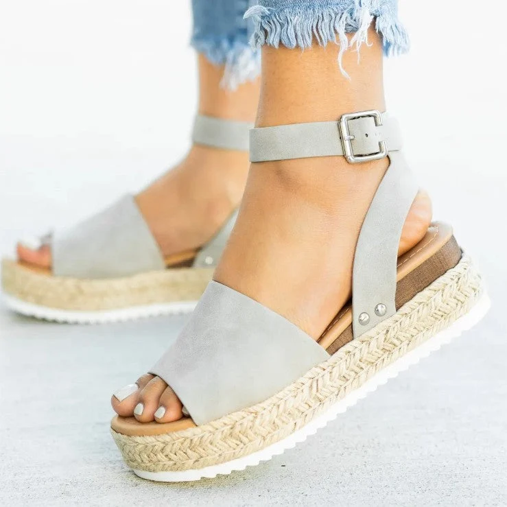 Damen Wedge-Sandalen mit verstellbarem Riemen und komfortablem Fußbett