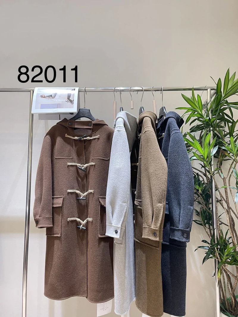 Damen Woll-Dufflecoat mit Knebelverschlüssen und Oversize-Schnitt Nord Taschen