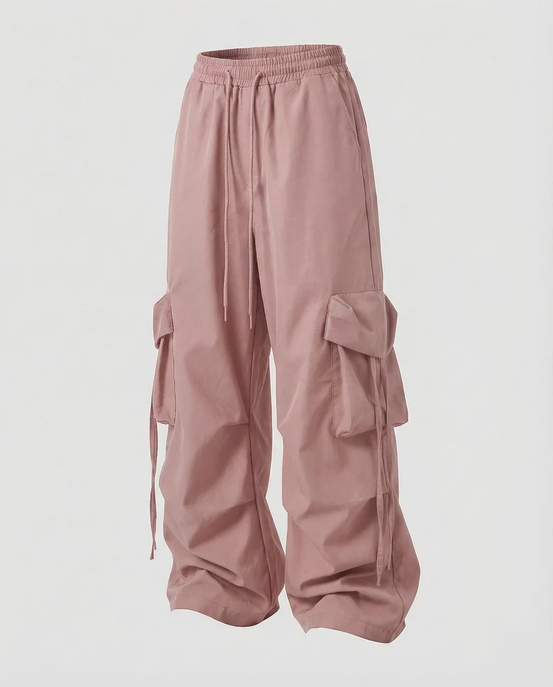 Damen Weite Cargohose Seitliche Bindebänder
