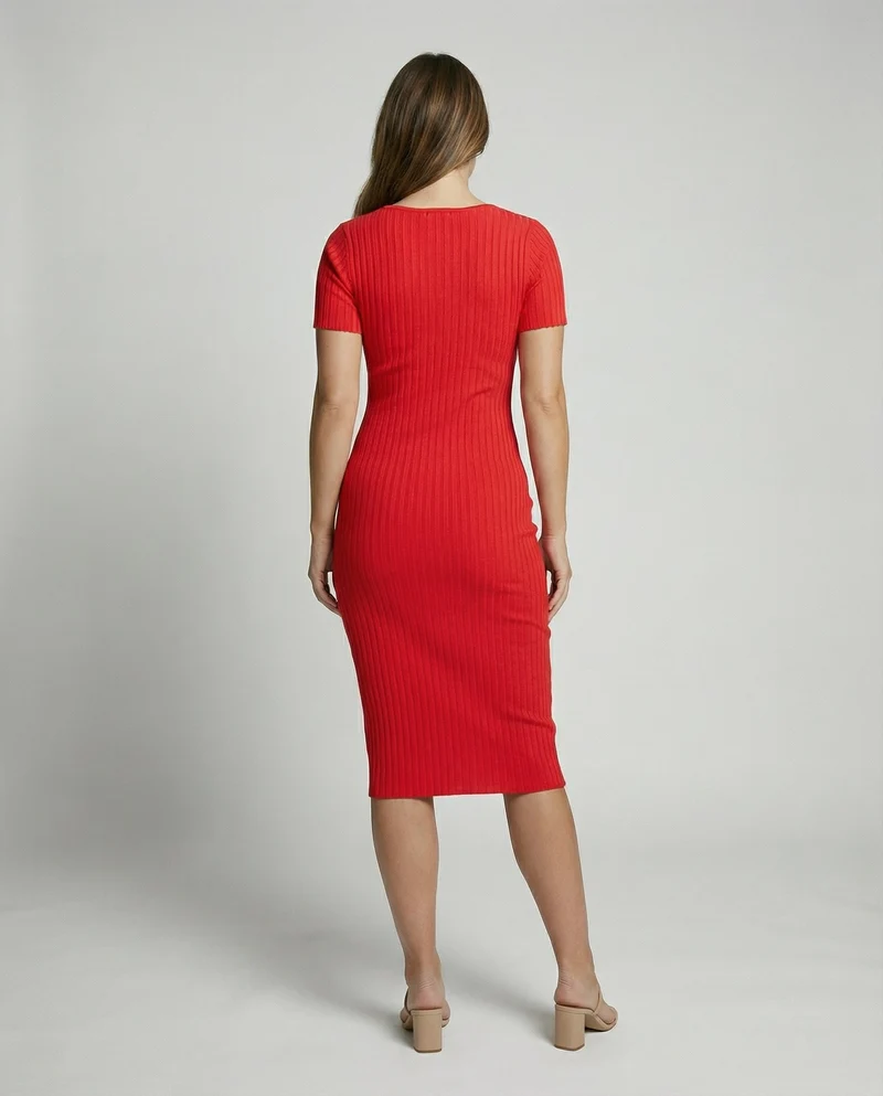 Gerippte Slim-Fit Kleid