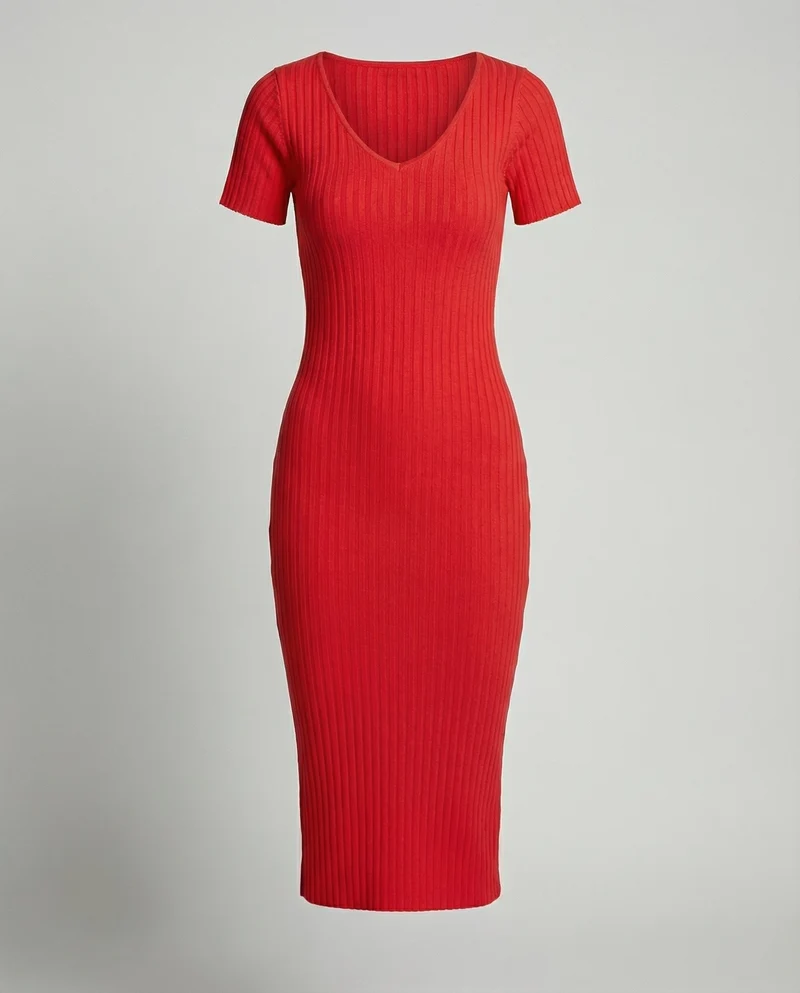 Gerippte Slim-Fit Kleid