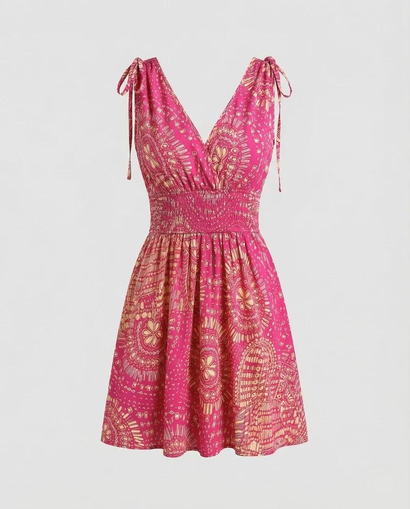 Boho Sommerkleid Ärmellos Mit V-Ausschnitt