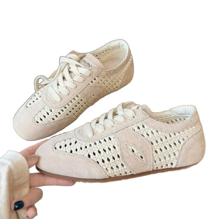 Damen elegante und luftige Schnürschuhe mit handgewebtem Obermaterial