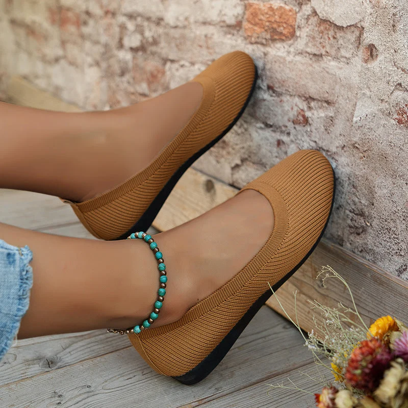 Damen Komfortable Ballerinas aus atmungsaktivem Strickmaterial