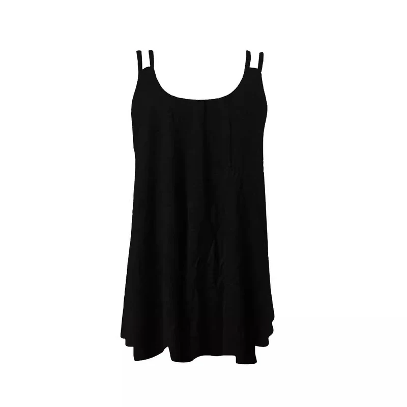 Damen luftiges Spaghetti-Träger Top mit asymmetrischem Schnitt