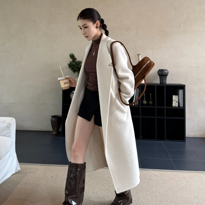 Damen Oversize Wollmantel mit strukturierter Schulterpartie und elegantem Revers Nord Taschen