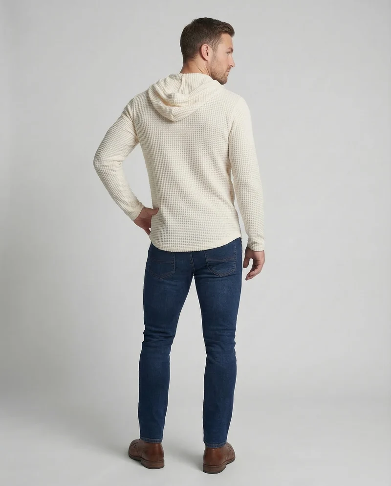 Herren Henleyshirt Waffelstrick