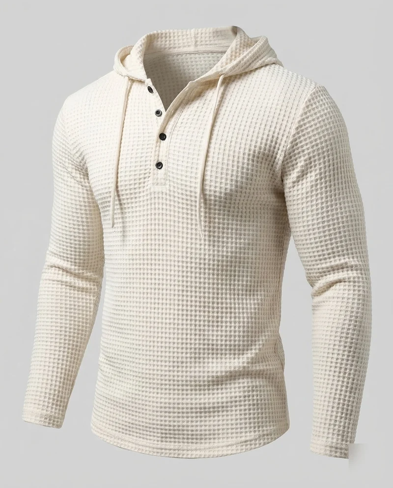 Herren Henleyshirt Waffelstrick
