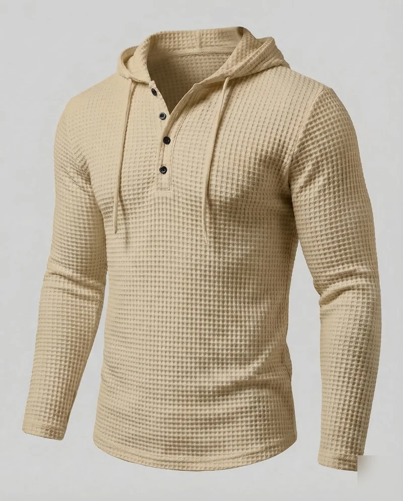 Herren Henleyshirt Waffelstrick