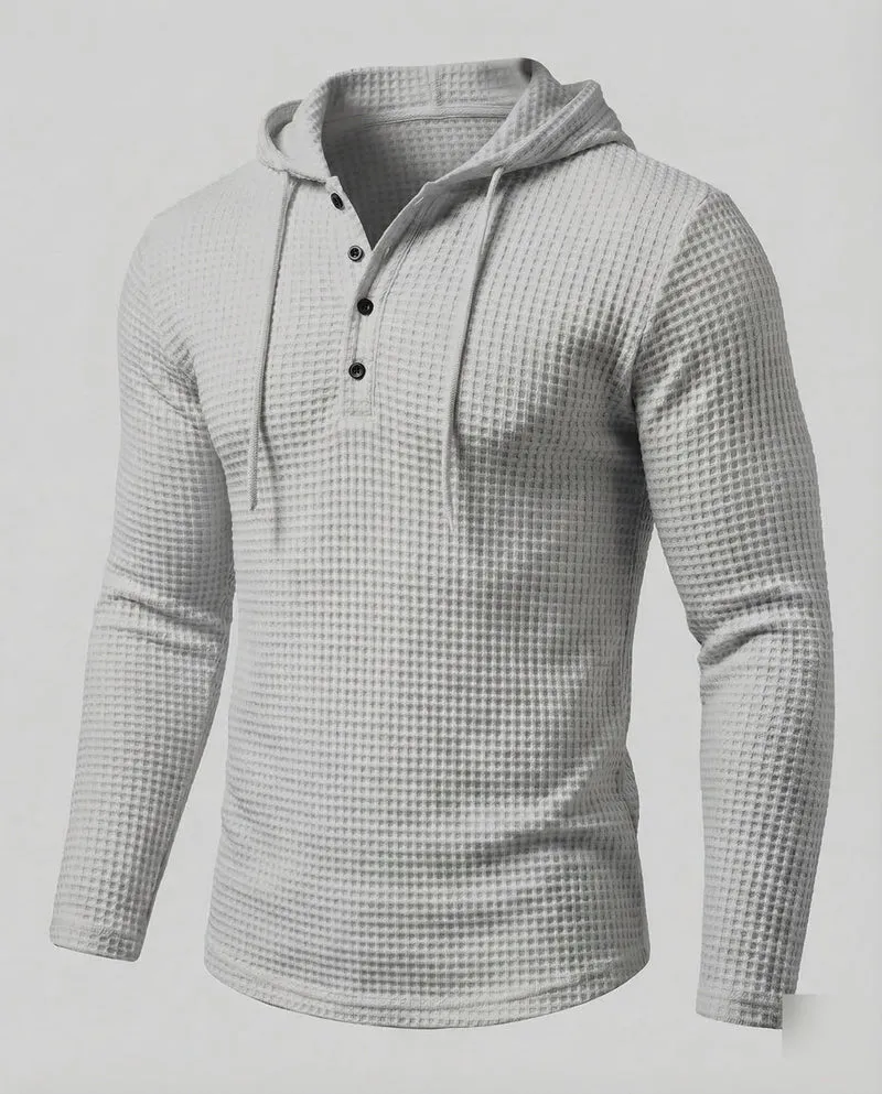 Herren Henleyshirt Waffelstrick