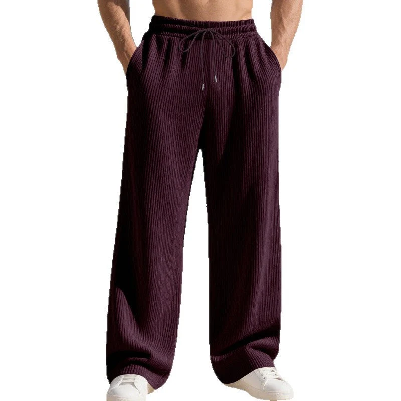 Herren lässige Plisseehose mit elastischem Bund und seitlichen Taschen