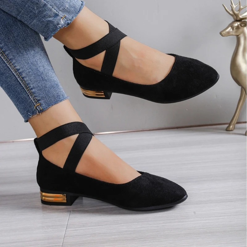 Damen Elegante Ballerinas mit elastischem Riemchen