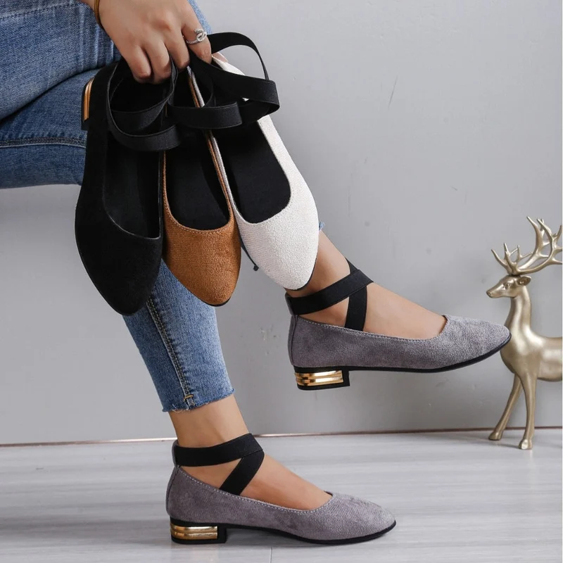 Damen Elegante Ballerinas mit elastischem Riemchen