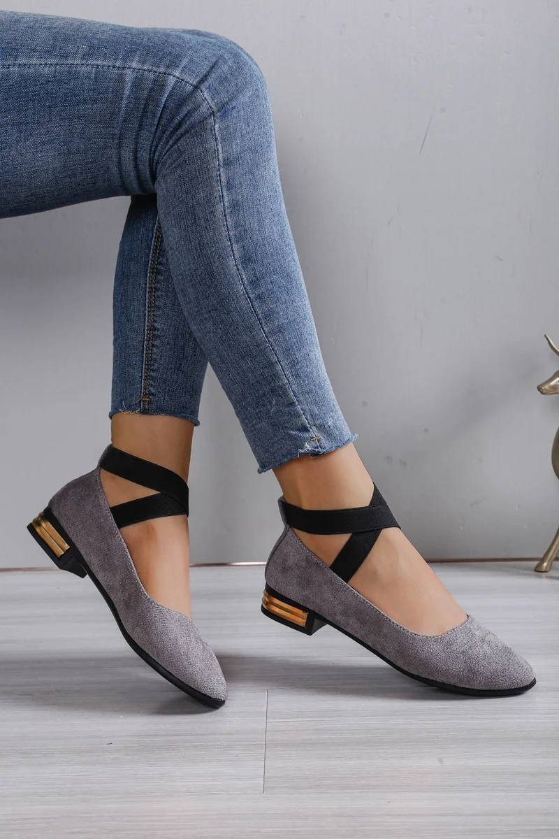 Damen Elegante Ballerinas mit elastischem Riemchen