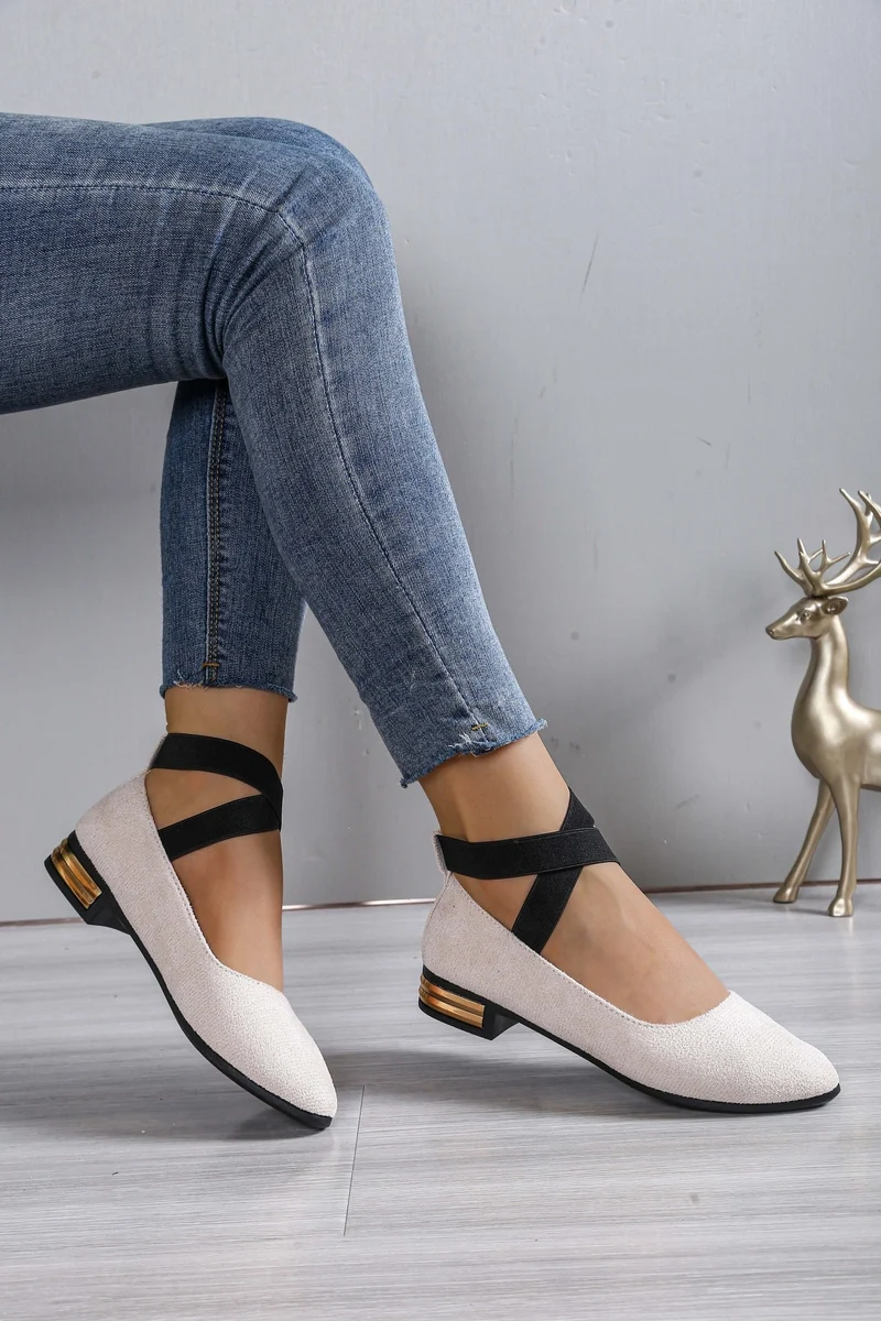 Damen Elegante Ballerinas mit elastischem Riemchen