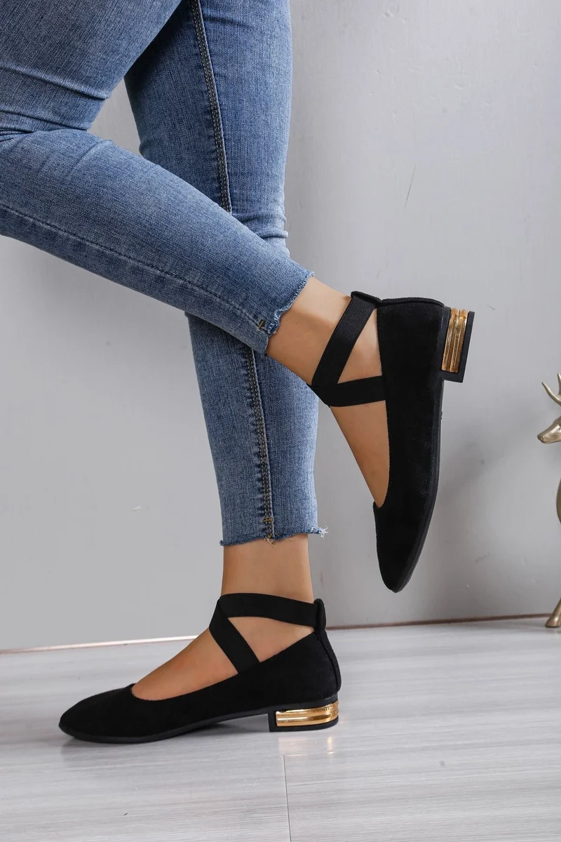 Damen Elegante Ballerinas mit elastischem Riemchen
