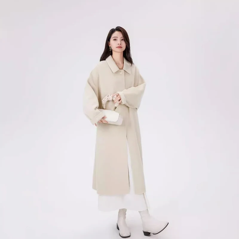 Damen Oversize Woll-Cocoon-Mantel mit dekorativen Herzknöpfen Nord Taschen