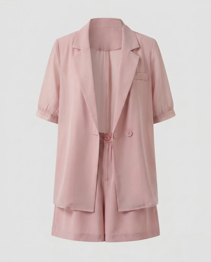 Damen Elegantes Blazer-Shorts Ensemble mit legerem Schnitt Nord Taschen