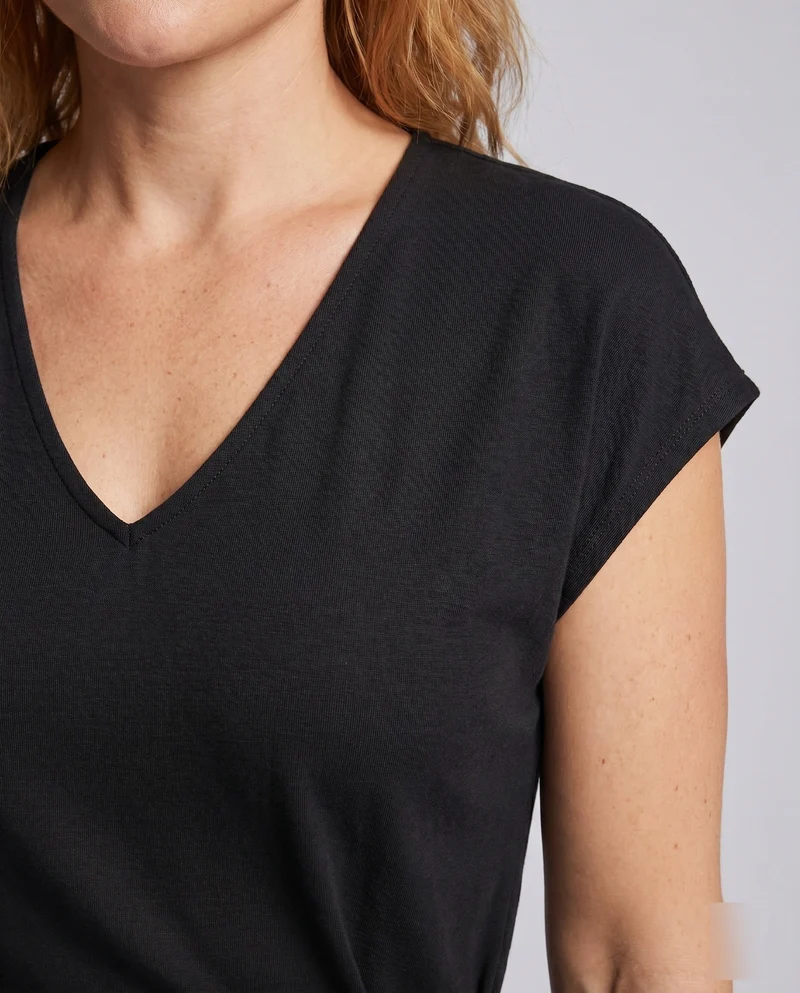 Damen Elegantes Wickelkleid mit schmalem V-Ausschnitt und seitlichem Schlitz