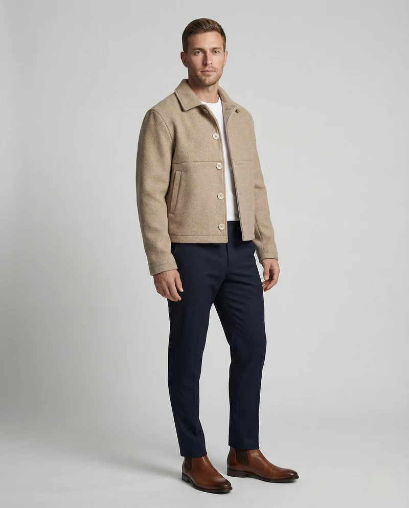 Wollmixjacke Kurz Mit Hemdkragen Herren