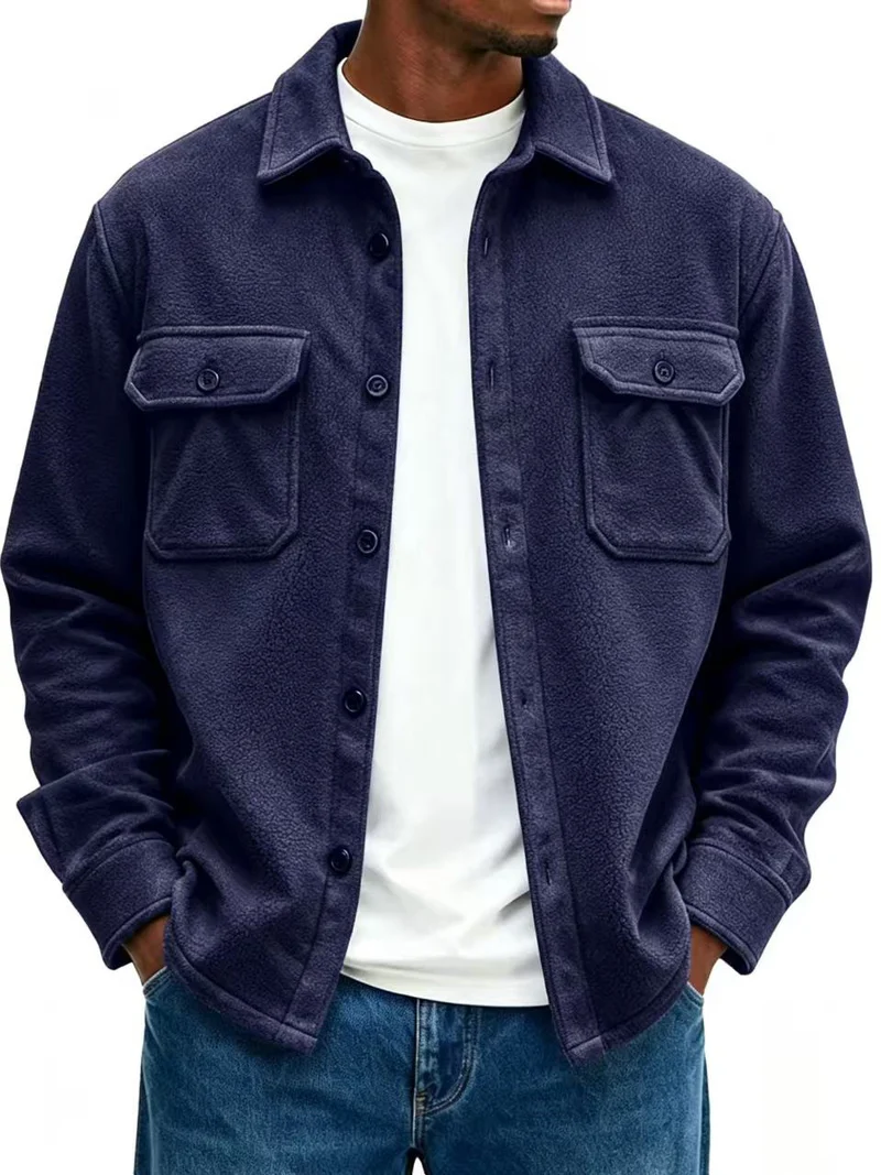 Herren Fleece-Overshirt mit Brusttaschen und Hemdkragen Nord Taschen