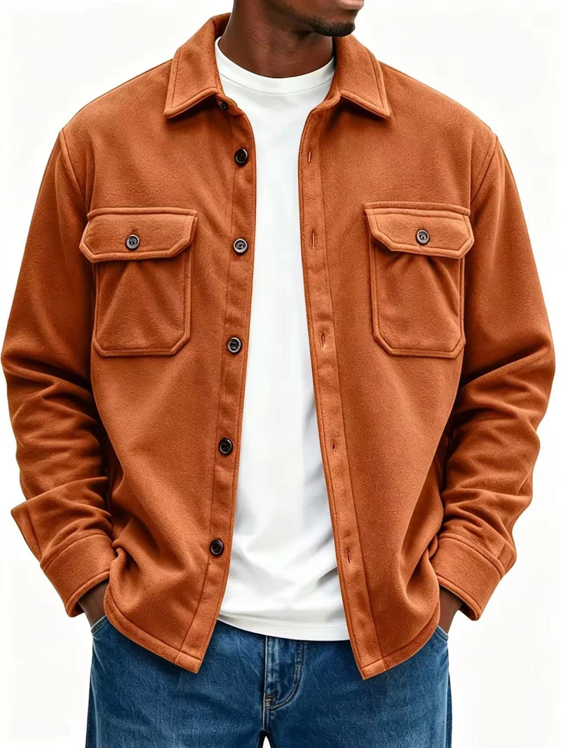 Herren Fleece-Overshirt mit Brusttaschen und Hemdkragen Nord Taschen