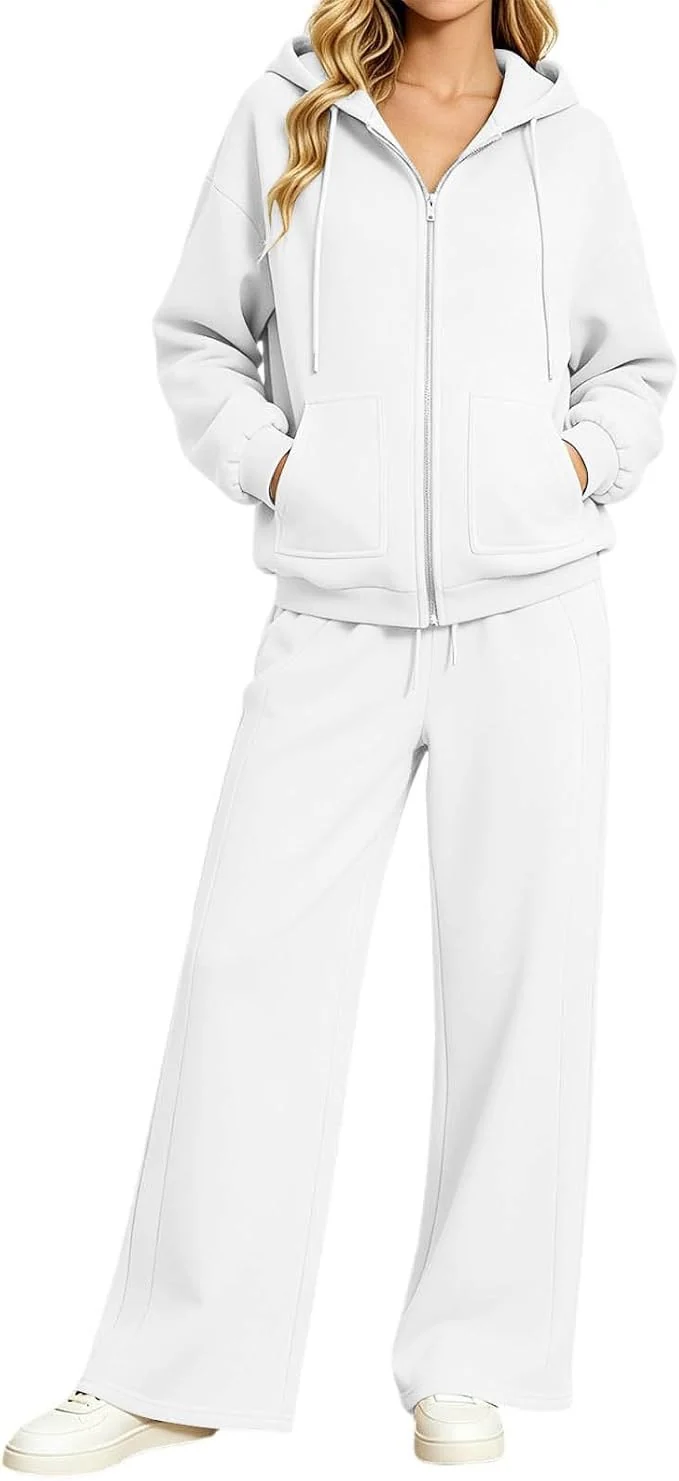 Damen Zip-Hoodie-Set mit Kapuze und weiter Jogginghose Nord Taschen