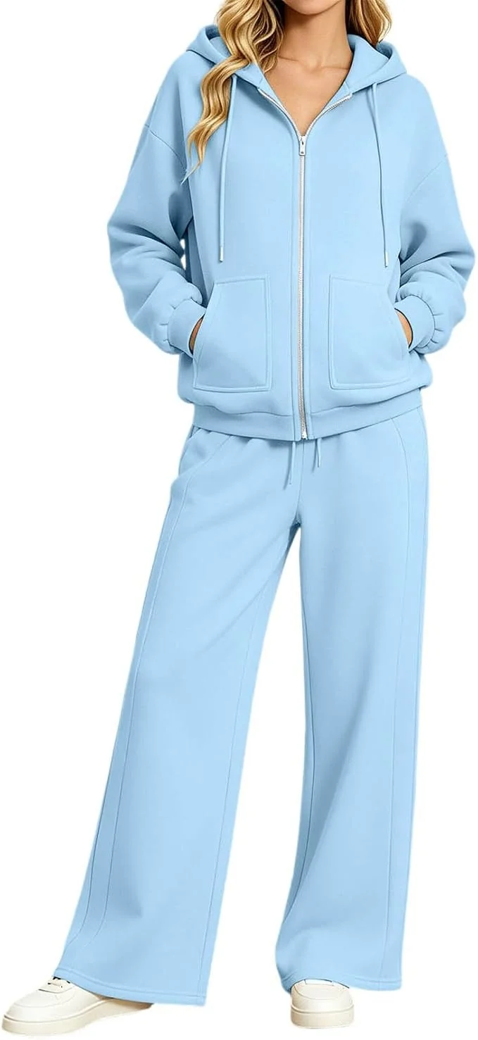 Damen Zip-Hoodie-Set mit Kapuze und weiter Jogginghose Nord Taschen