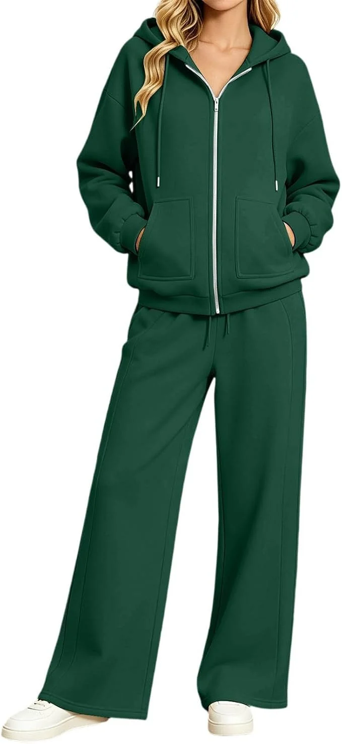 Damen Zip-Hoodie-Set mit Kapuze und weiter Jogginghose Nord Taschen