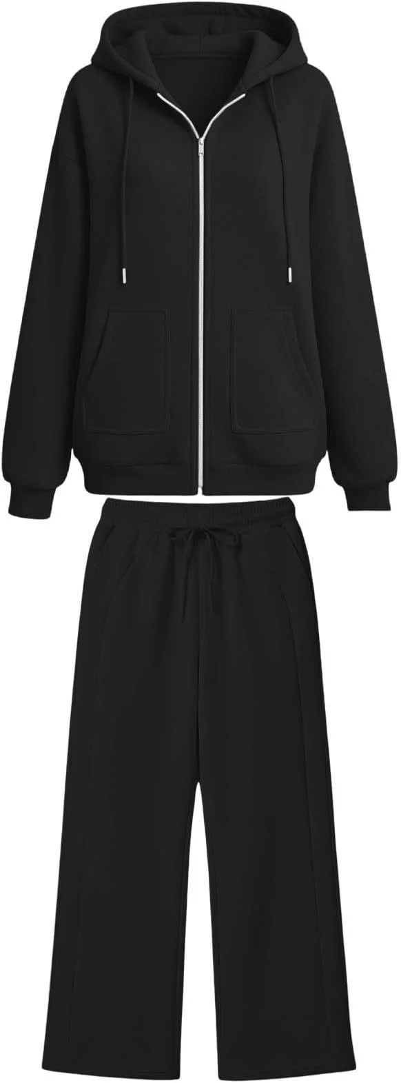 Damen Zip-Hoodie-Set mit Kapuze und weiter Jogginghose Nord Taschen