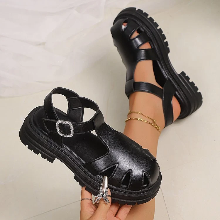 Damen komfortable Riemensandalen mit modischer Schnallenverzierung