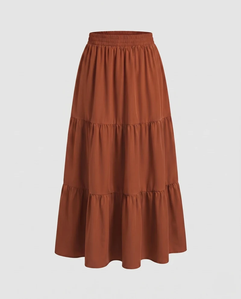 Damen Maxirock mit voluminösen Rüschendetails