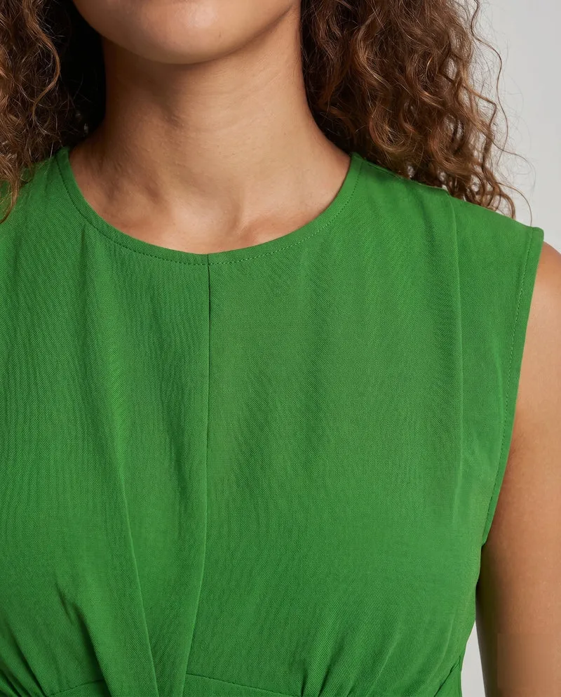 Damen Moderne Vorderliches Knotendetail Mischgewebe Midaxikleid