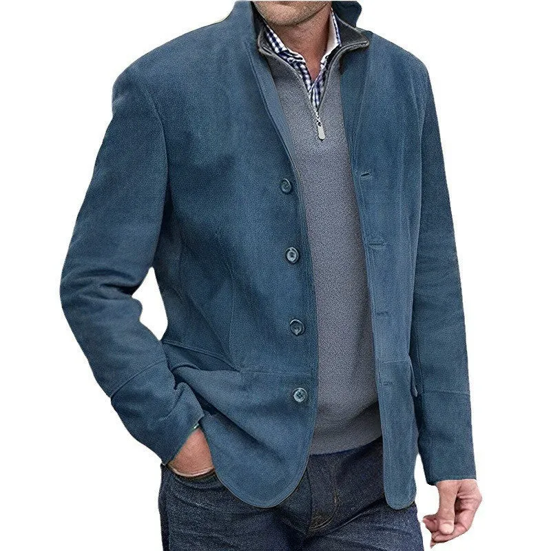 Herren Suede-Jacke mit Knopfleiste