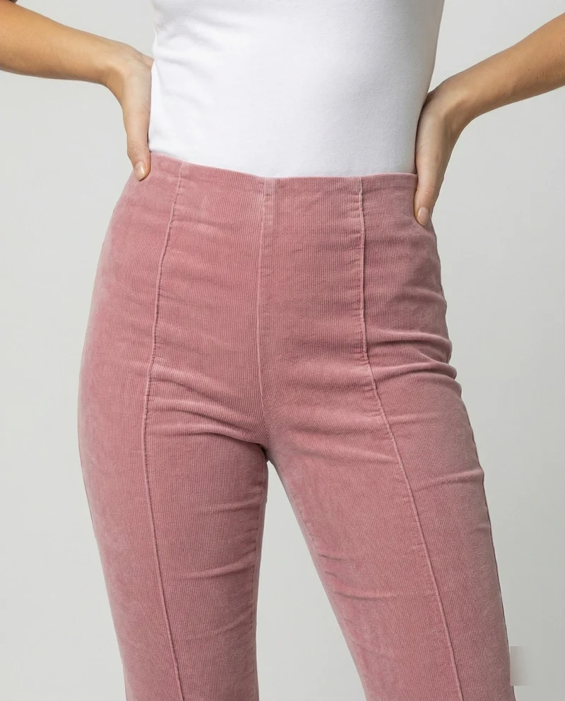 Damen Flared Cord-Hose mit hohem Bund und weichem Material